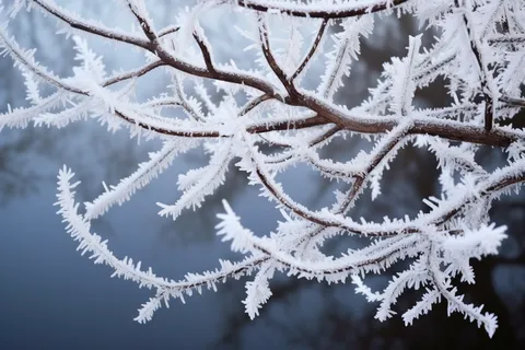 树枝上挂满白霜雾凇清冷感摄影图