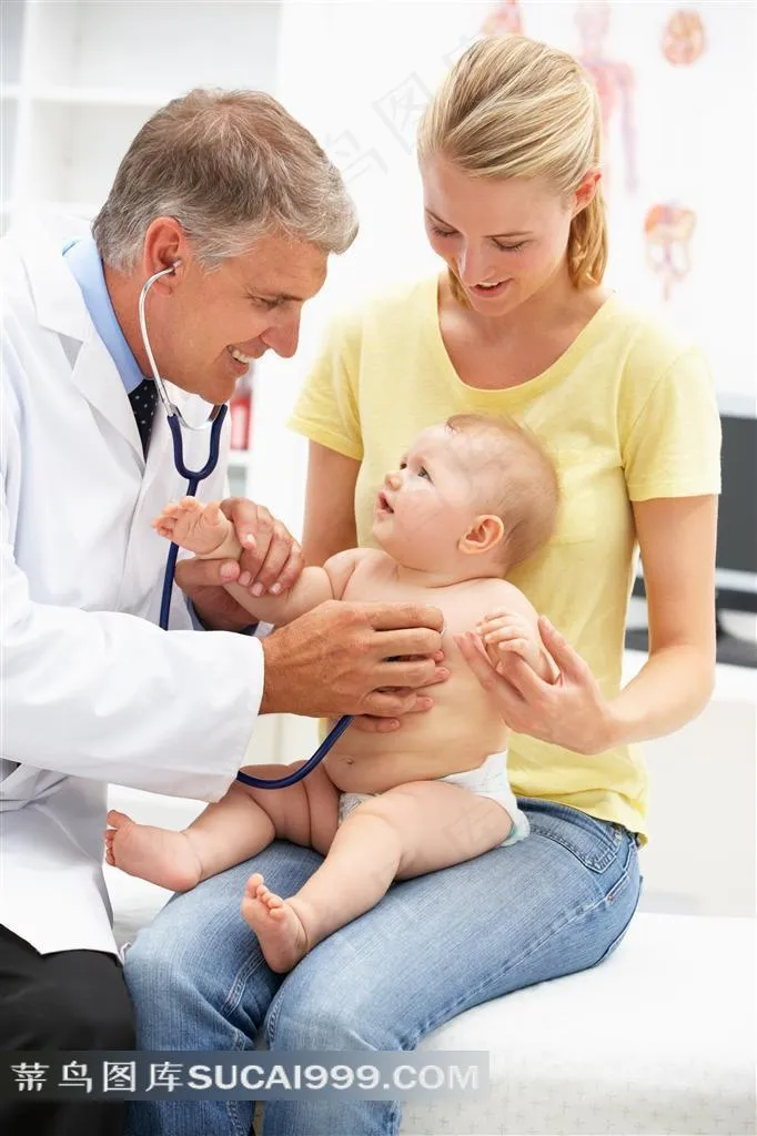 医生和婴儿系列 - 正在让医生看病的可爱宝宝