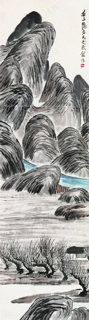 齐白石山脉河流国画图片 齐白石山脉河流国画图片