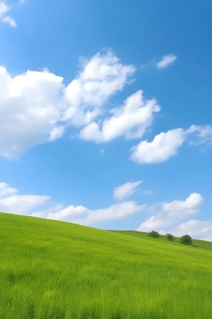 春天的蓝天白云草原很美背景图(3584x5376)