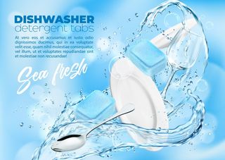 电商淘宝广告洗碗液蓝色背景