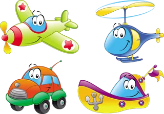 卡通车飞机船