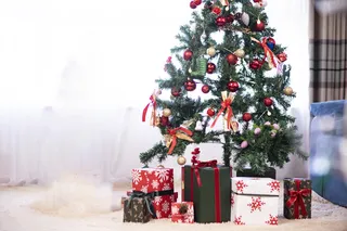 圣诞节礼物盒圣诞球元素装饰场景特写近景(62)