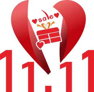 双十一红色渐变打开的立体的破碎的心矢量免抠元素素材