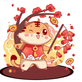 可爱2022年虎年吉祥物卡通形象新年海报元素AI矢量图PSD分层设计素材