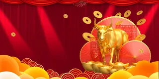 红色喜庆2022虎年春节新年元宵节海报背景展板模板设计素材图