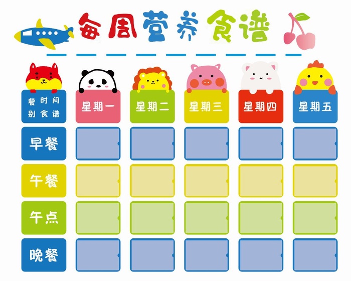 幼儿园营养食谱制作