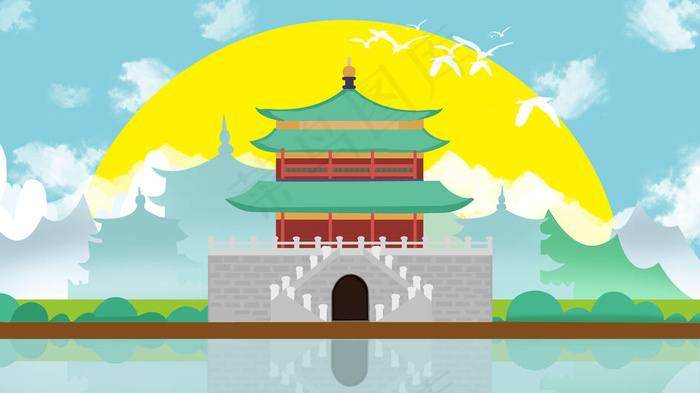 古风建筑插画
