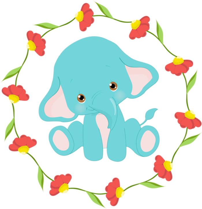蓝色小象素材卡通动物