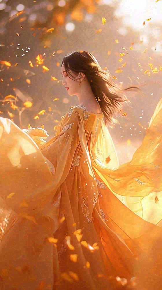 秋天意境美女仙女，秋叶浪漫温馨，立秋秋分(816x1456)