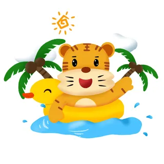 中国风2022虎年元旦新年卡通老虎形象装饰元素插画ps素材