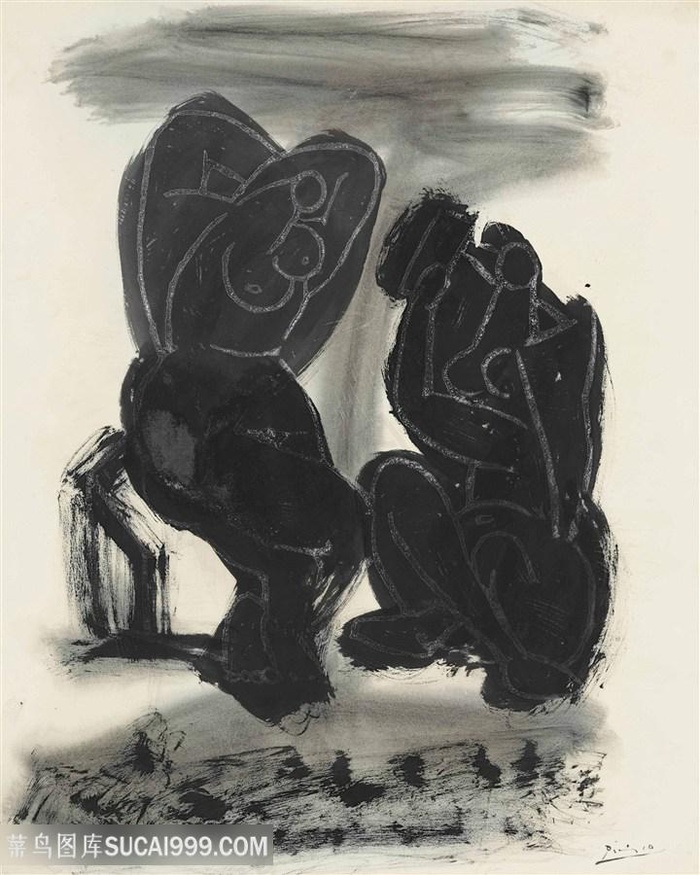 毕加索时尚水墨情侣抽象装饰画