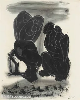 毕加索时尚水墨情侣抽象装饰画