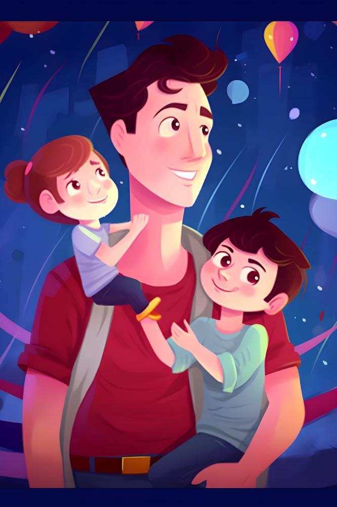 父亲和肩上的孩子背景