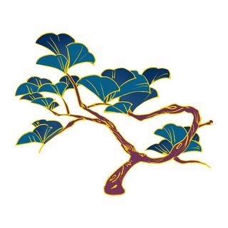 国潮风松树松枝松柏树木手绘植物装饰图案元素PSD设计素材