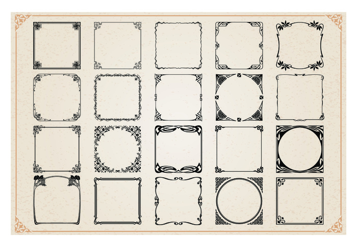 欧式复古线条边框花纹AI矢量LOGO角框花边分割线设计PSD卡片素材