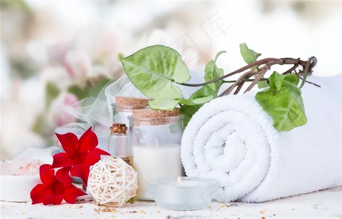 毛巾和身体盐