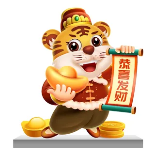 PNG免扣2022虎年新年春节元旦卡通老虎形象图片插画PSD设计素材