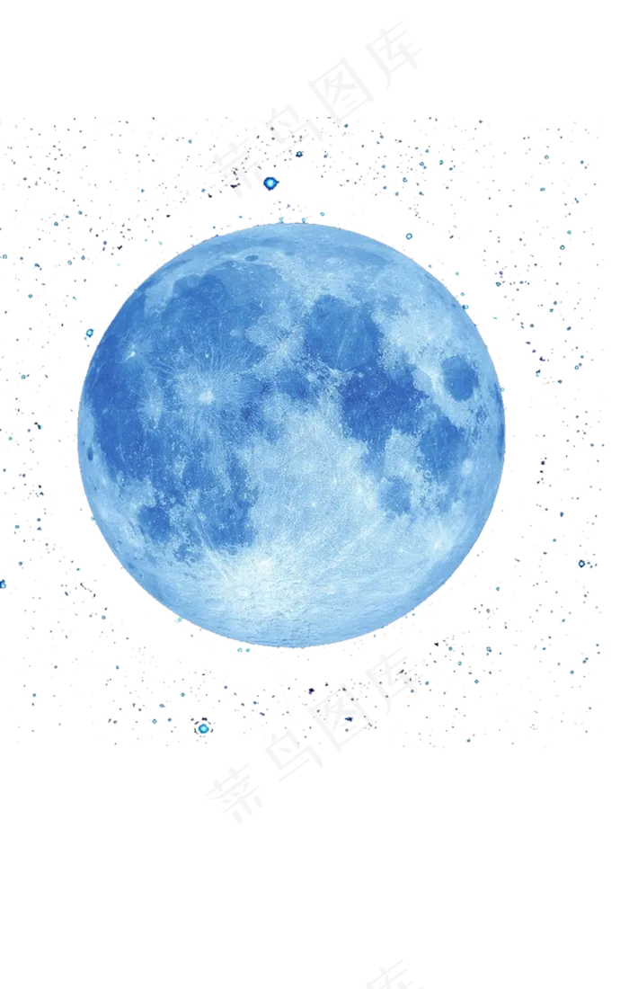 月球星空素材_手绘蓝色月亮免抠