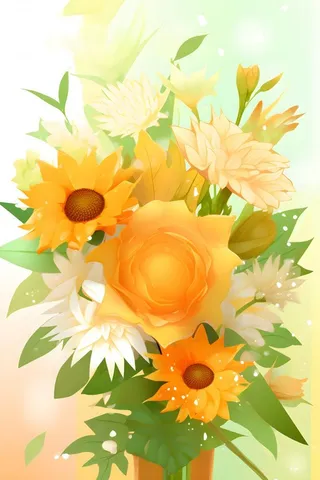 黄色渐变清新鲜花背景