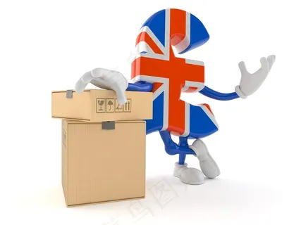 倚靠在纸箱上的英镑符号高清图片