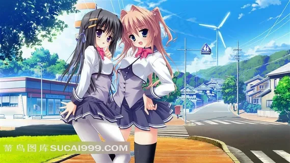 穿短裙的性感美少女插画