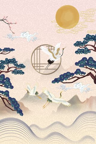 中国风国潮新中式PSD客厅龙纹图案故宫晶瓷轻奢芯画挂画素材设计