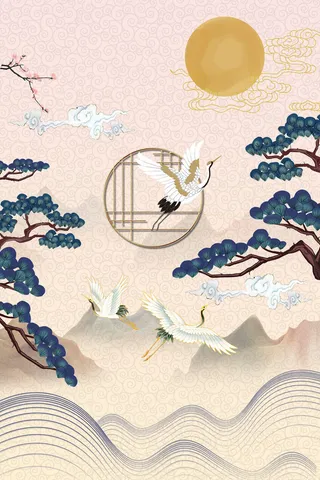 中国风国潮新中式PSD客厅龙纹图案故宫晶瓷轻奢芯画挂画素材设计