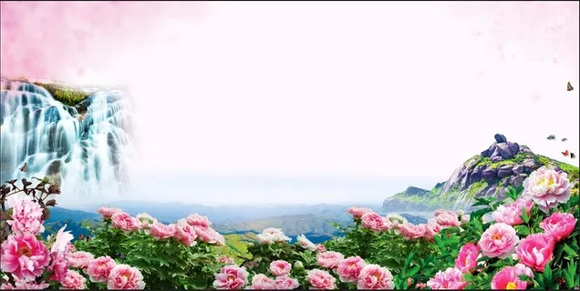 景区牡丹花宣传背景图