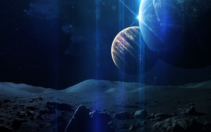 宇宙中的行星和外星球地面高清图片