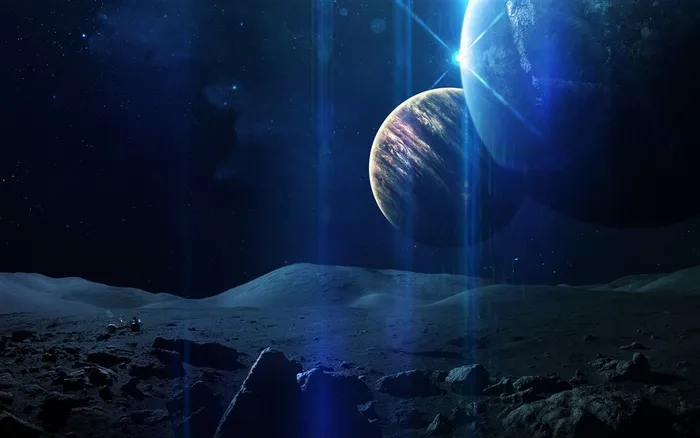 宇宙中的行星和外星球地面高清图片