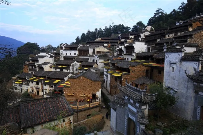 江西婺源篁岭晒秋风景图