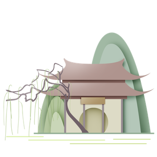 清明元素古风中式清明节山水画中国风绿色