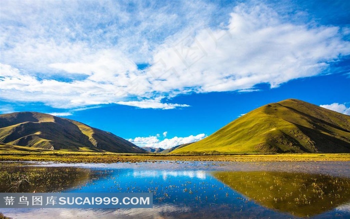 蓝天白云山川河流素材图片