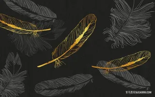 羽毛线描时尚艺术装饰画