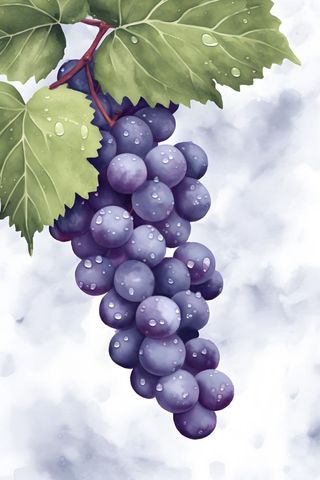 葡萄水彩国风背景