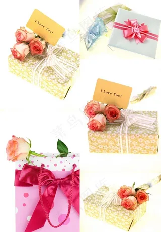 玫瑰花与礼物盒