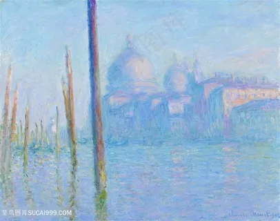 印象派莫奈海边城堡油画图片