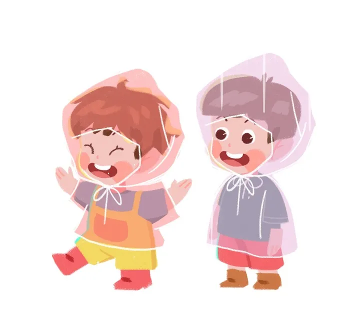 二十四节气谷雨小朋友穿雨衣psd模版下载