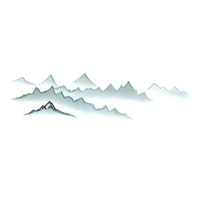 远处的山峰云雾缭绕水墨风格png免抠(2048x2048)