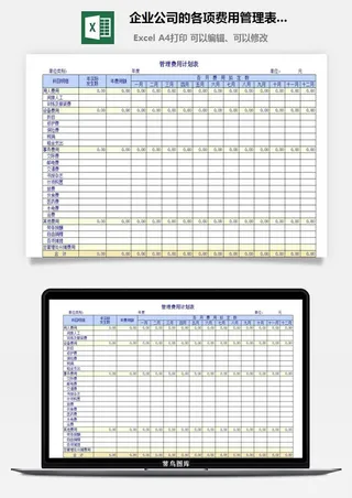 企业公司的各项费用管理表格excel模板