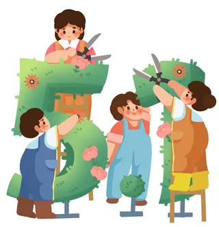 五一劳动节创意劳动场景插画