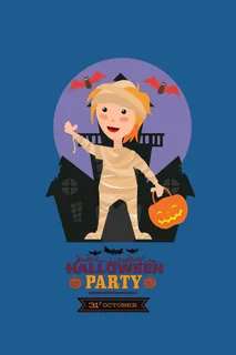 万圣节小鬼捣蛋儿童矢量插画扁平