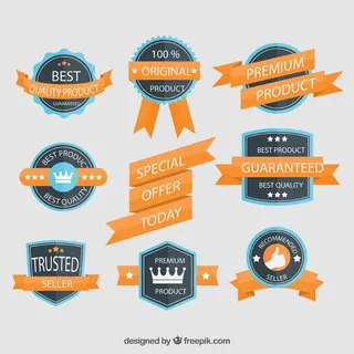 免抠橙色丝带销售标签