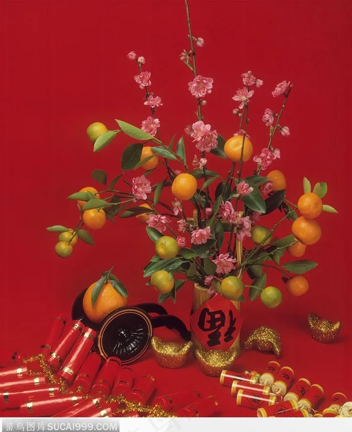 漂亮的橘子鞭炮元宝