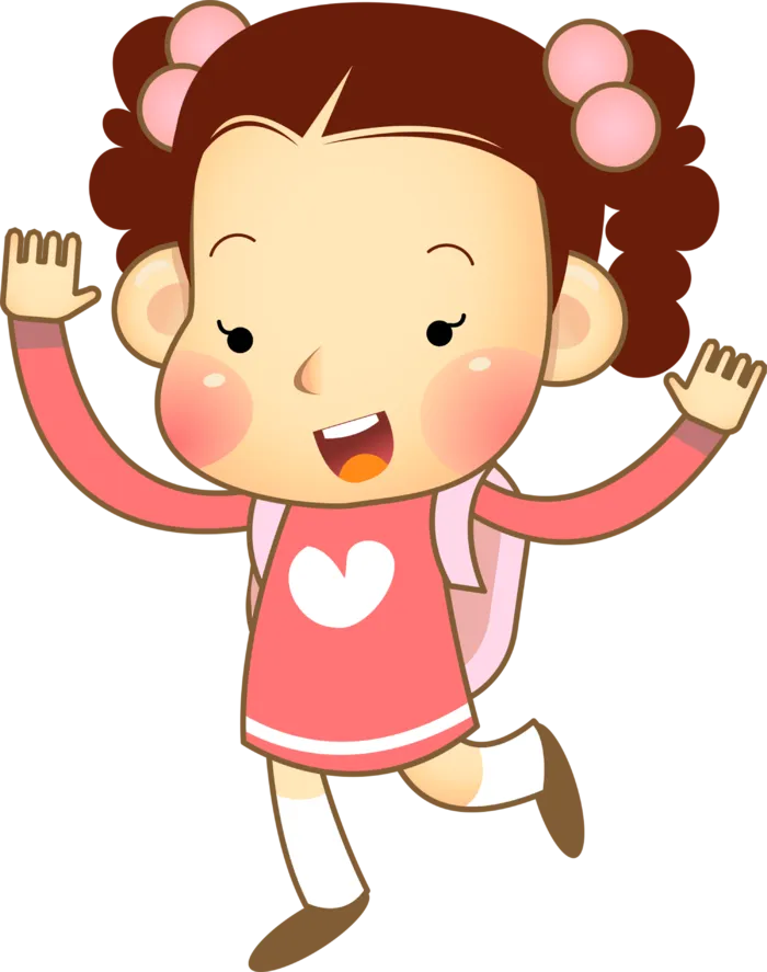 女孩 苹果脸 卡通 开心