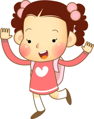 女孩 苹果脸 卡通 开心