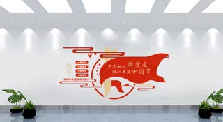 中国梦党建文化墙不忘初心