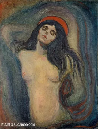 蒙克手绘裸体美女插画