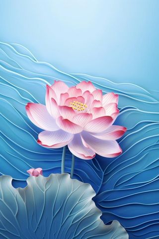 简约大气荷花蓝色水背景